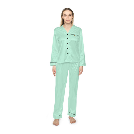 Women's Satin Pajama Set — Luxe Sage Mint Sleepwear
