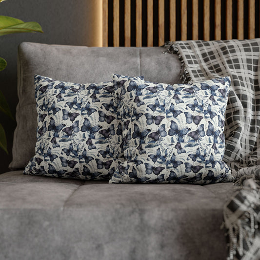 Blue Butterfly Square Pillowcase – Watercolor Morpho Print Throw Pillow Cover
