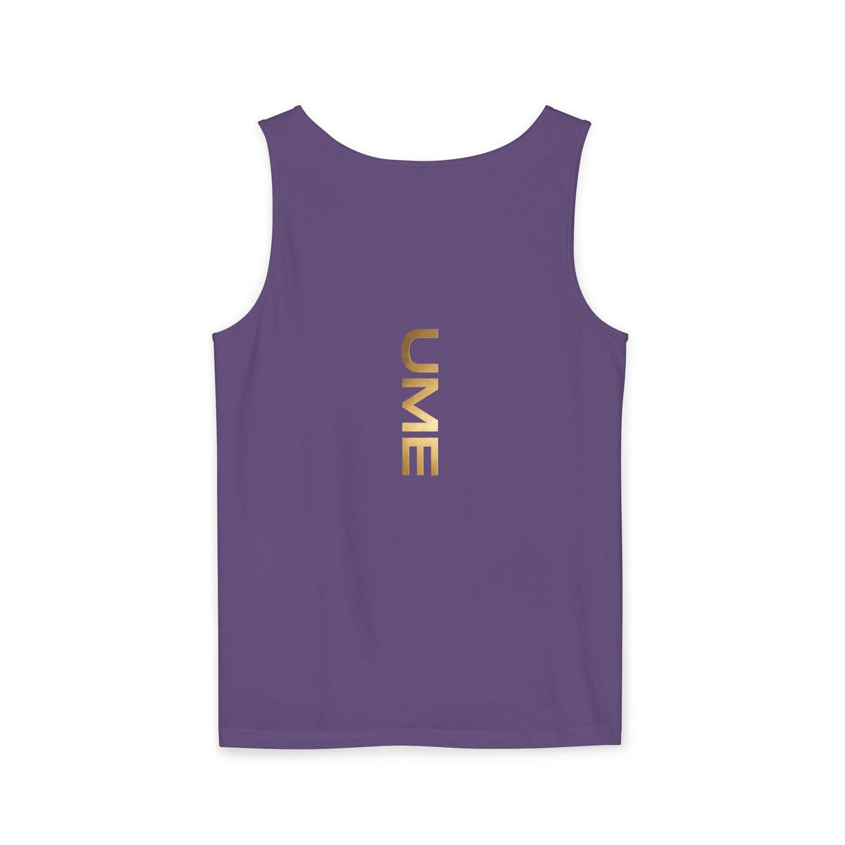 UME Gold Vertical Logo Tank Top – Garment-Dyed Unisex Muscle Tee