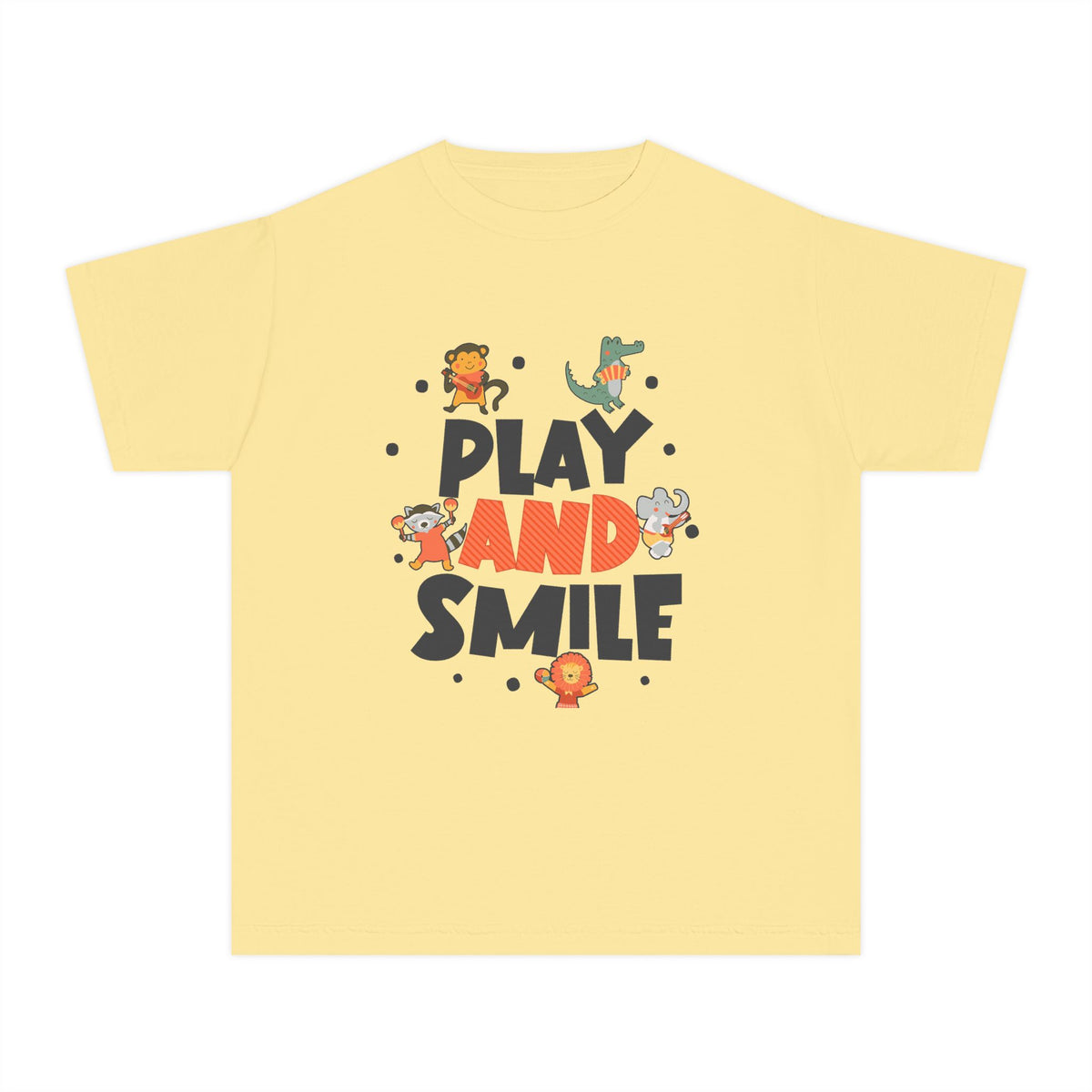 Play and Smile Youth Tee — Cute Animal Playtime Kids T‑Shirt