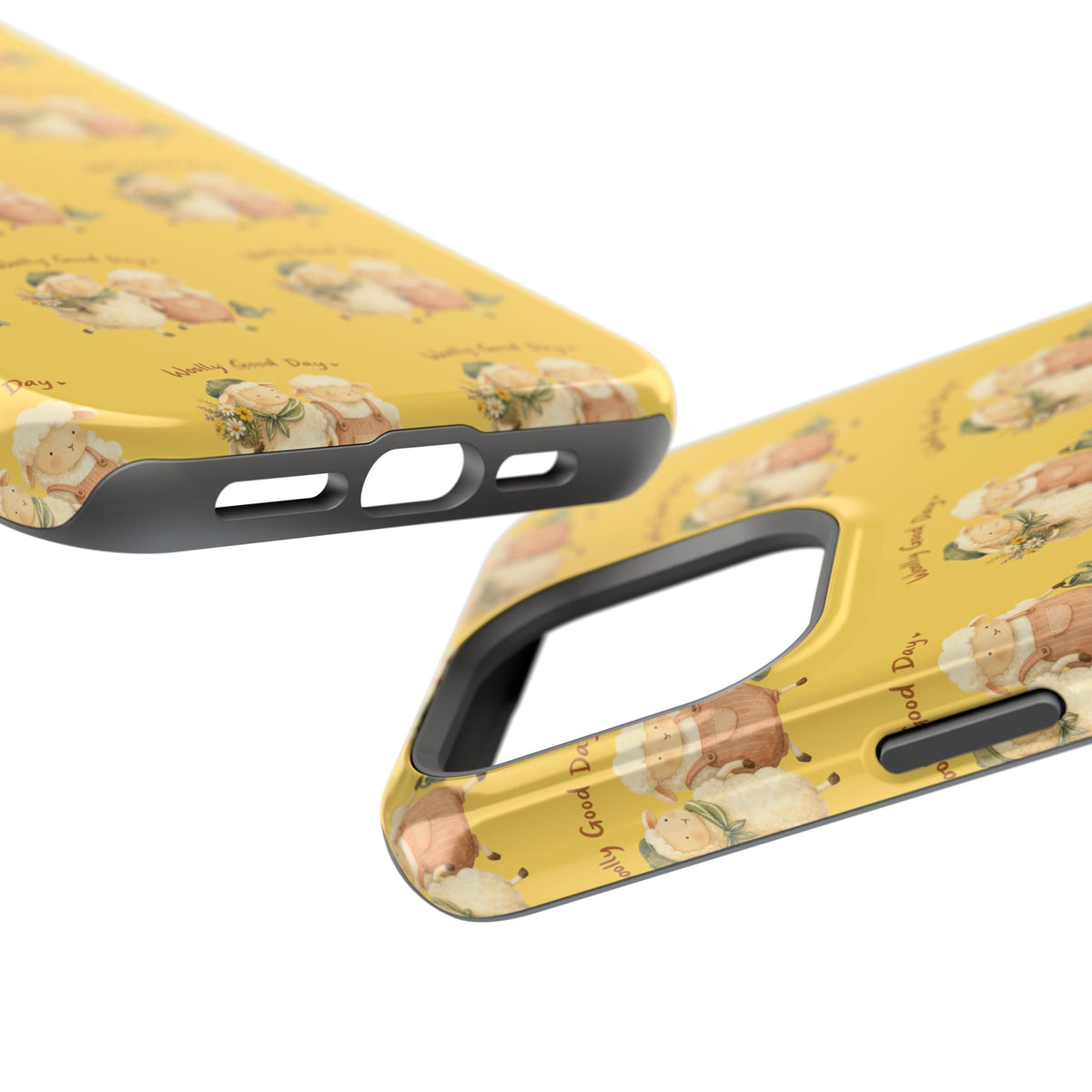 "Woolly Good Day" Phone Case — Yellow Sheep Pattern Magnetic Impact-Resistant Cover