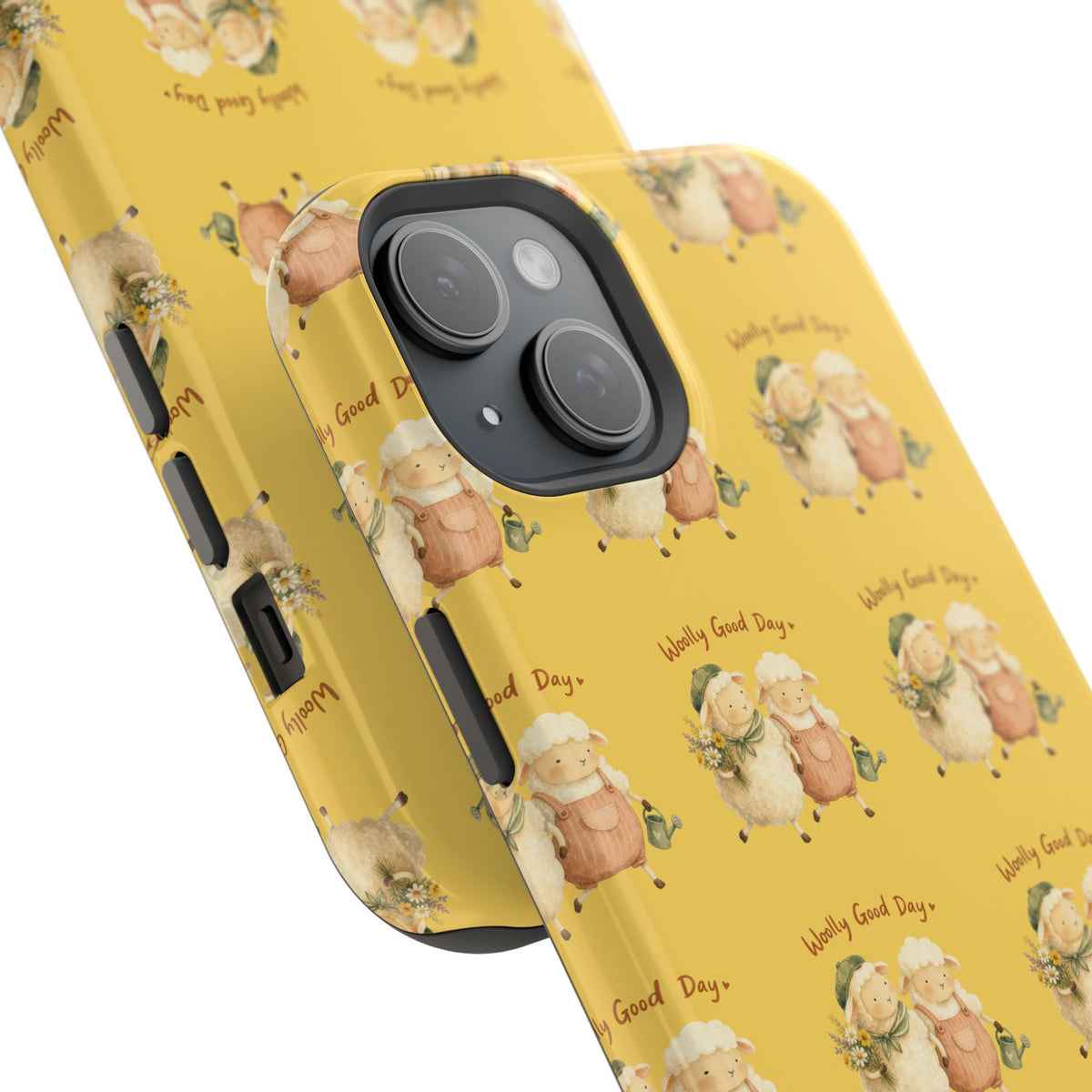 "Woolly Good Day" Phone Case — Yellow Sheep Pattern Magnetic Impact-Resistant Cover