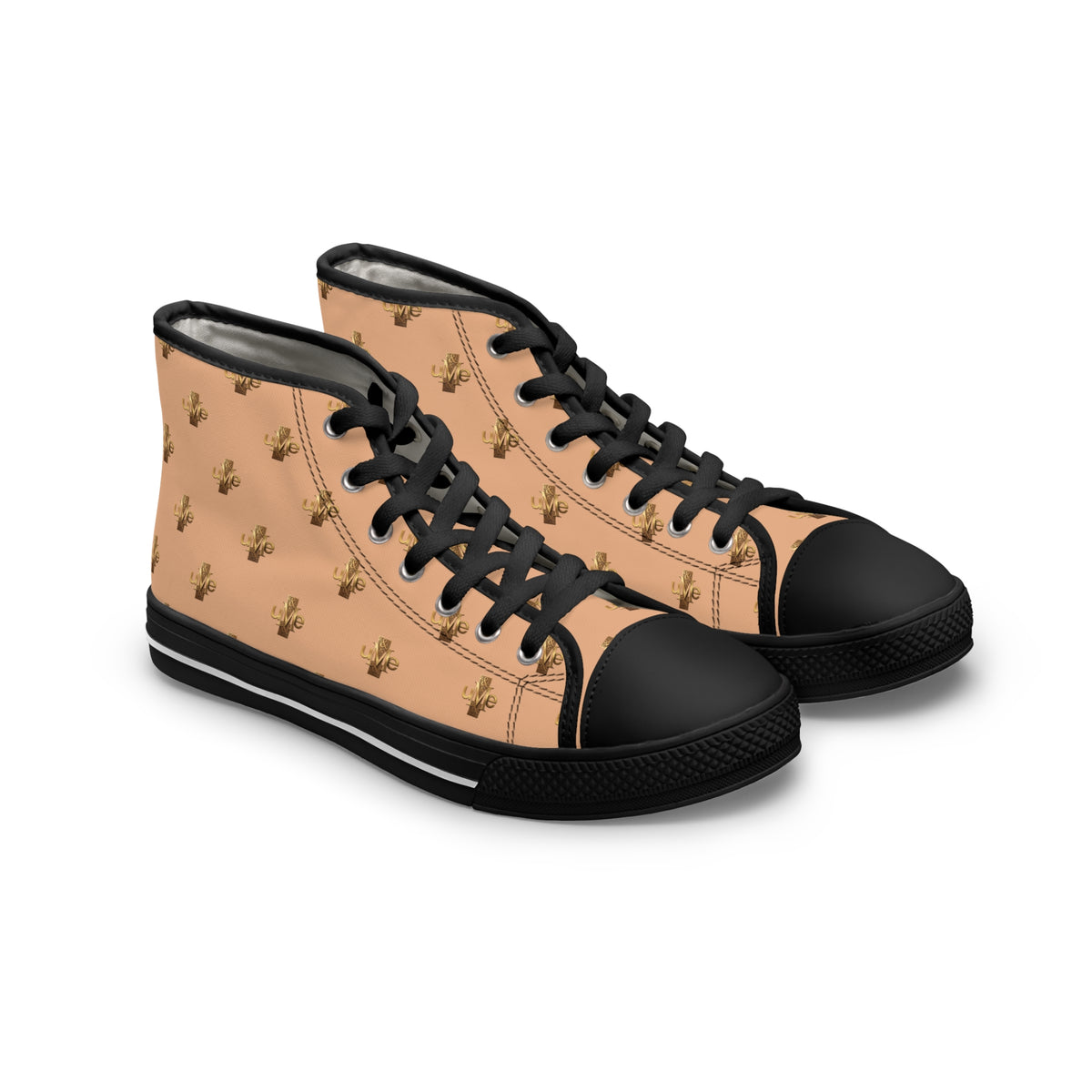 Women’s High-Top Sneakers — Light Peach All-Over Print
