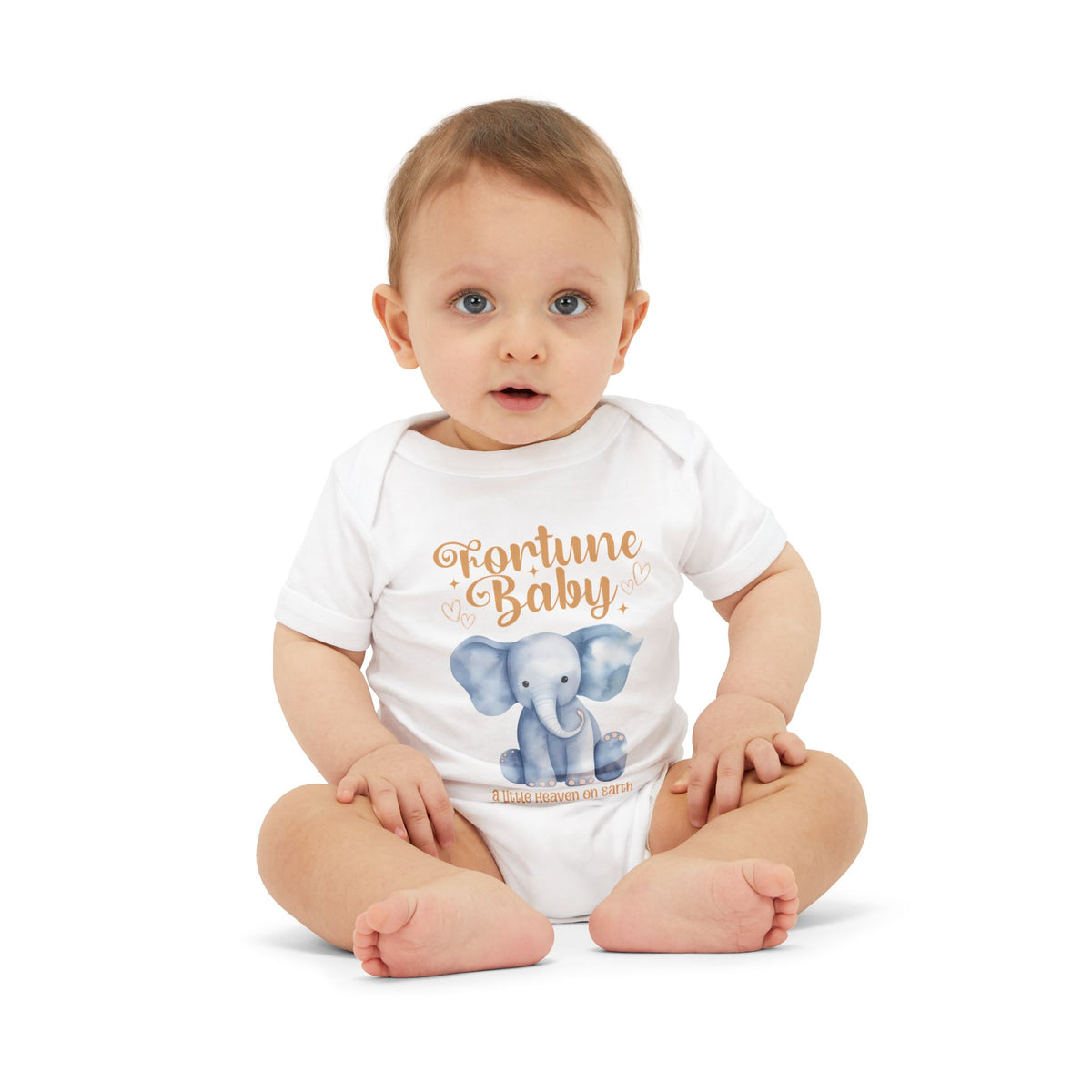 Fortune Baby Elephant Infant Onesie — Cute Blue Elephant Baby Bodysuit
