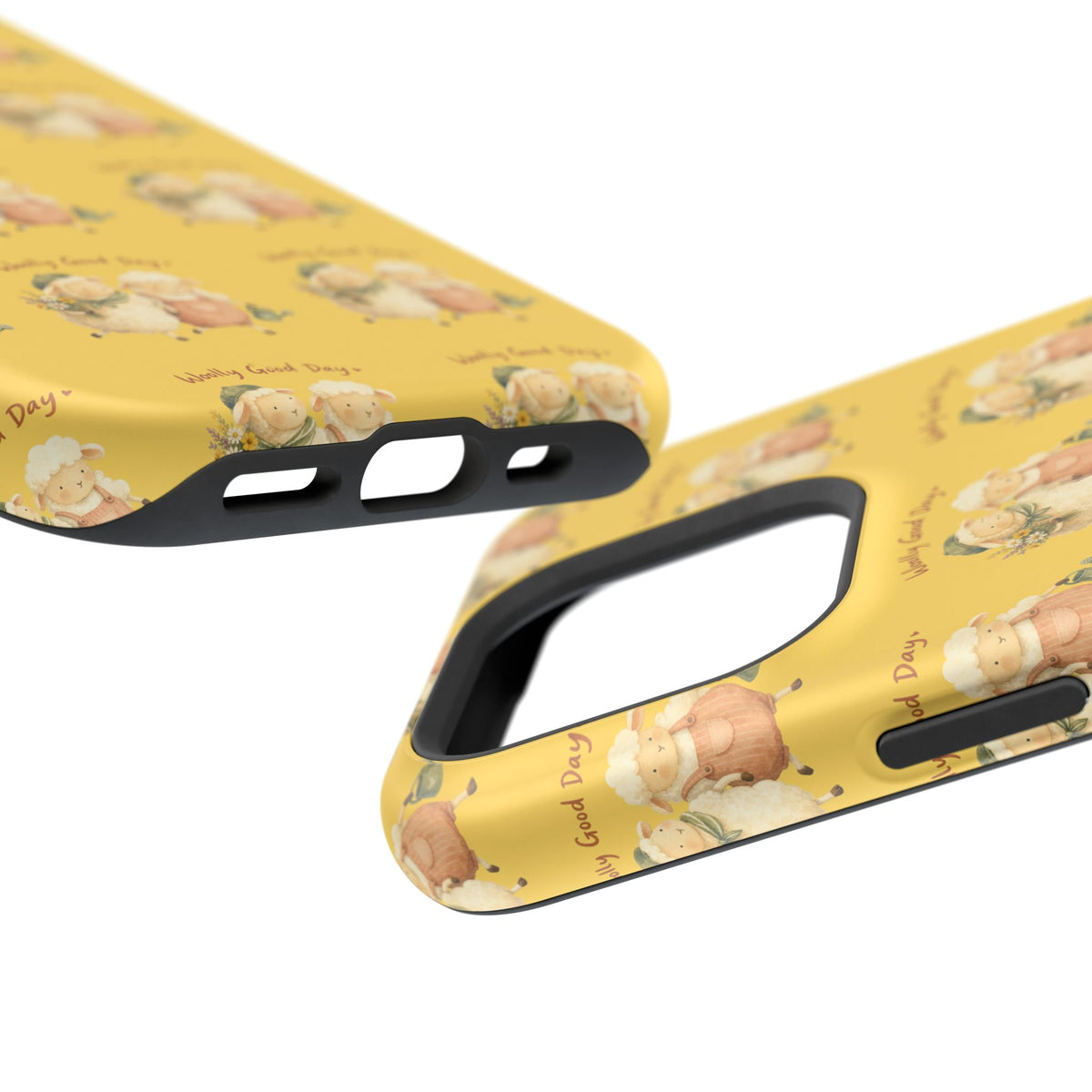 "Woolly Good Day" Phone Case — Yellow Sheep Pattern Magnetic Impact-Resistant Cover