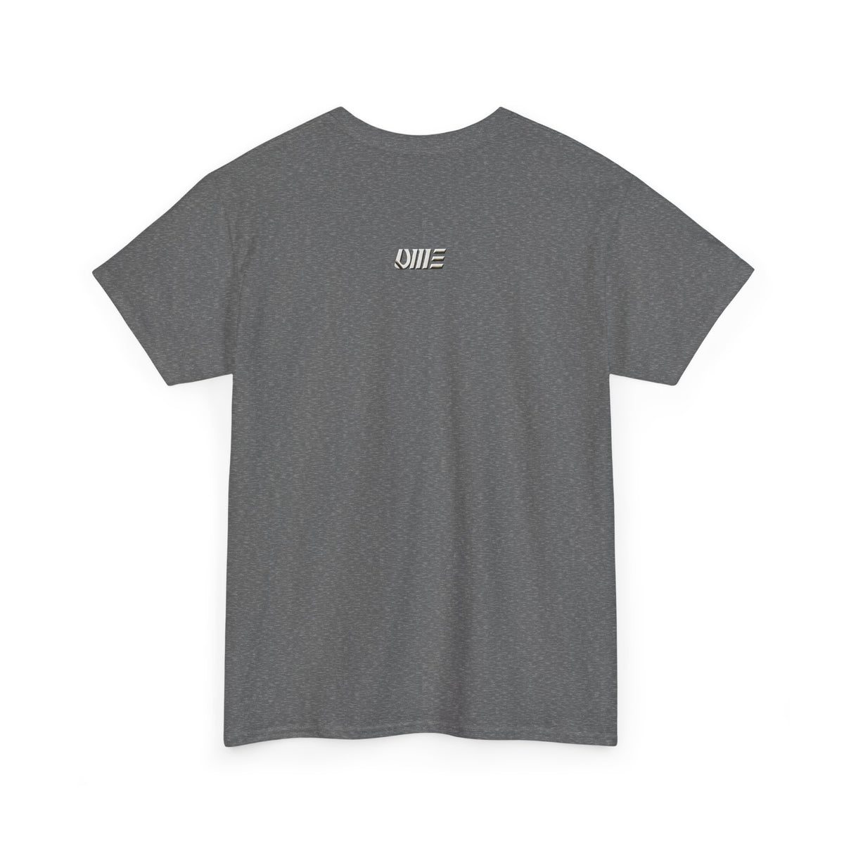 Minimalist string design Fish Tee — Small Chest Fish & Back 'OWE' Graphic