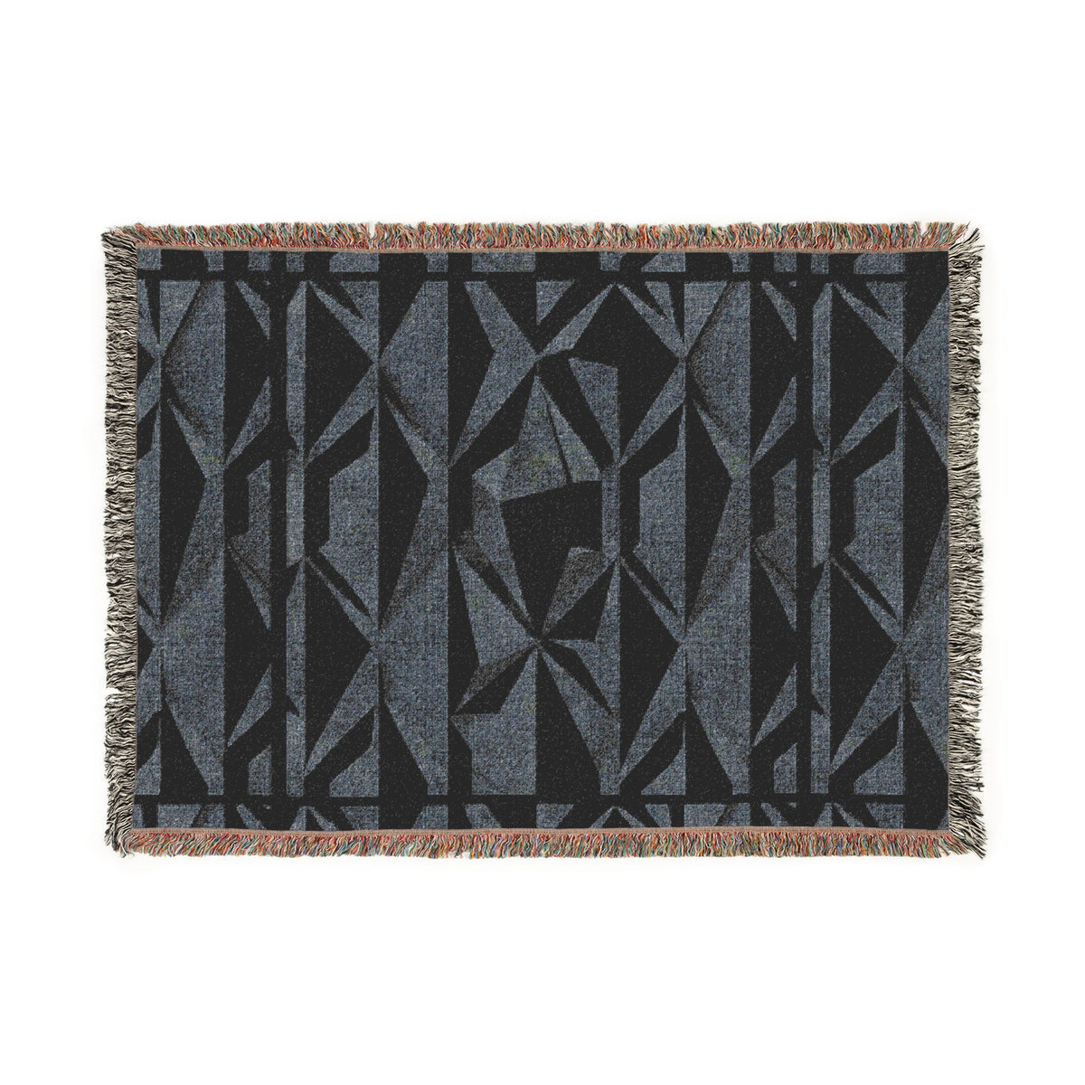 Geometric Deer Woven Blanket — Rustic Woodland Throw for Cabin, Camp, Outdoors