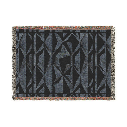 Geometric Deer Woven Blanket — Rustic Woodland Throw for Cabin, Camp, Outdoors