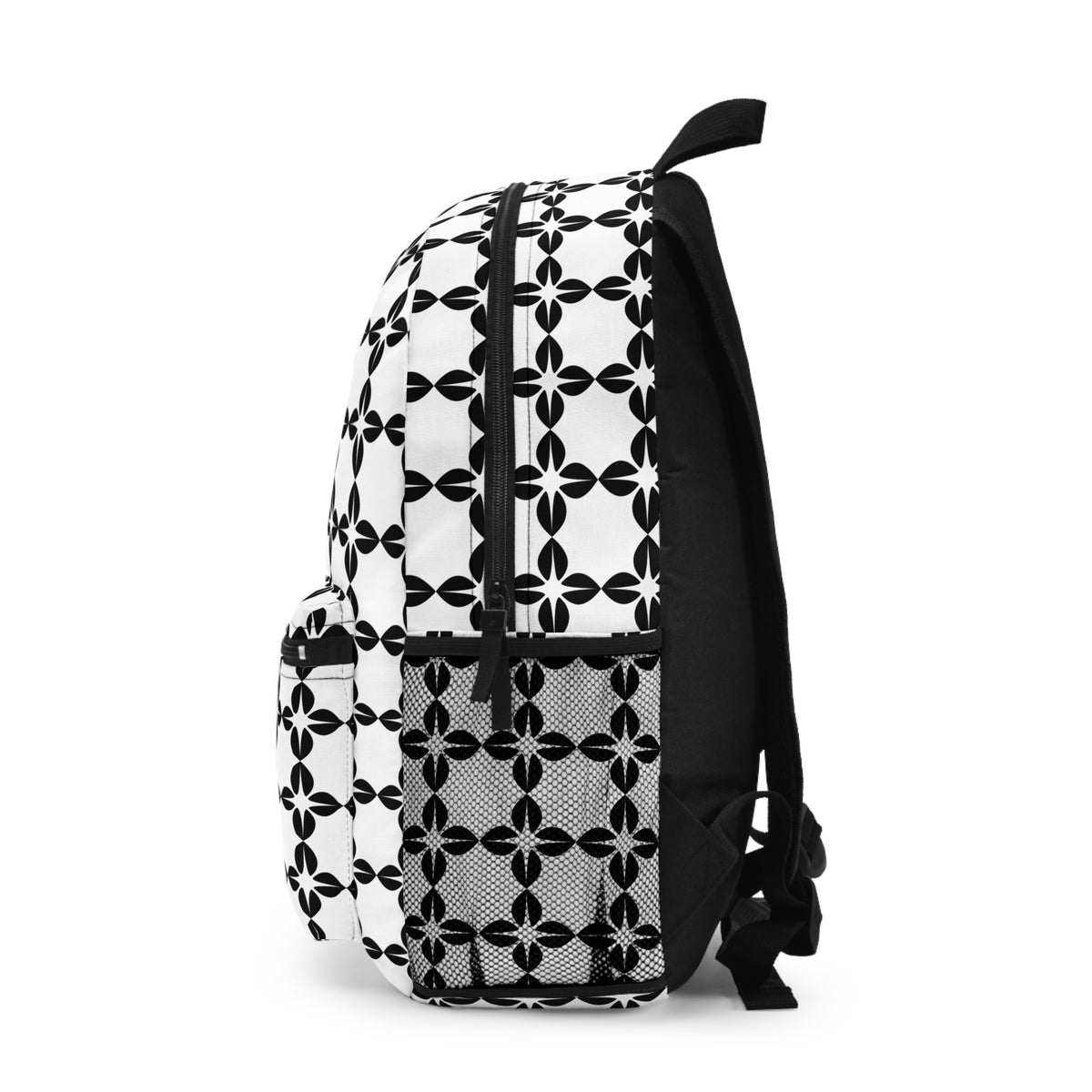 Monochrome Tile Pattern Backpack – Black & White Geometric School Bag