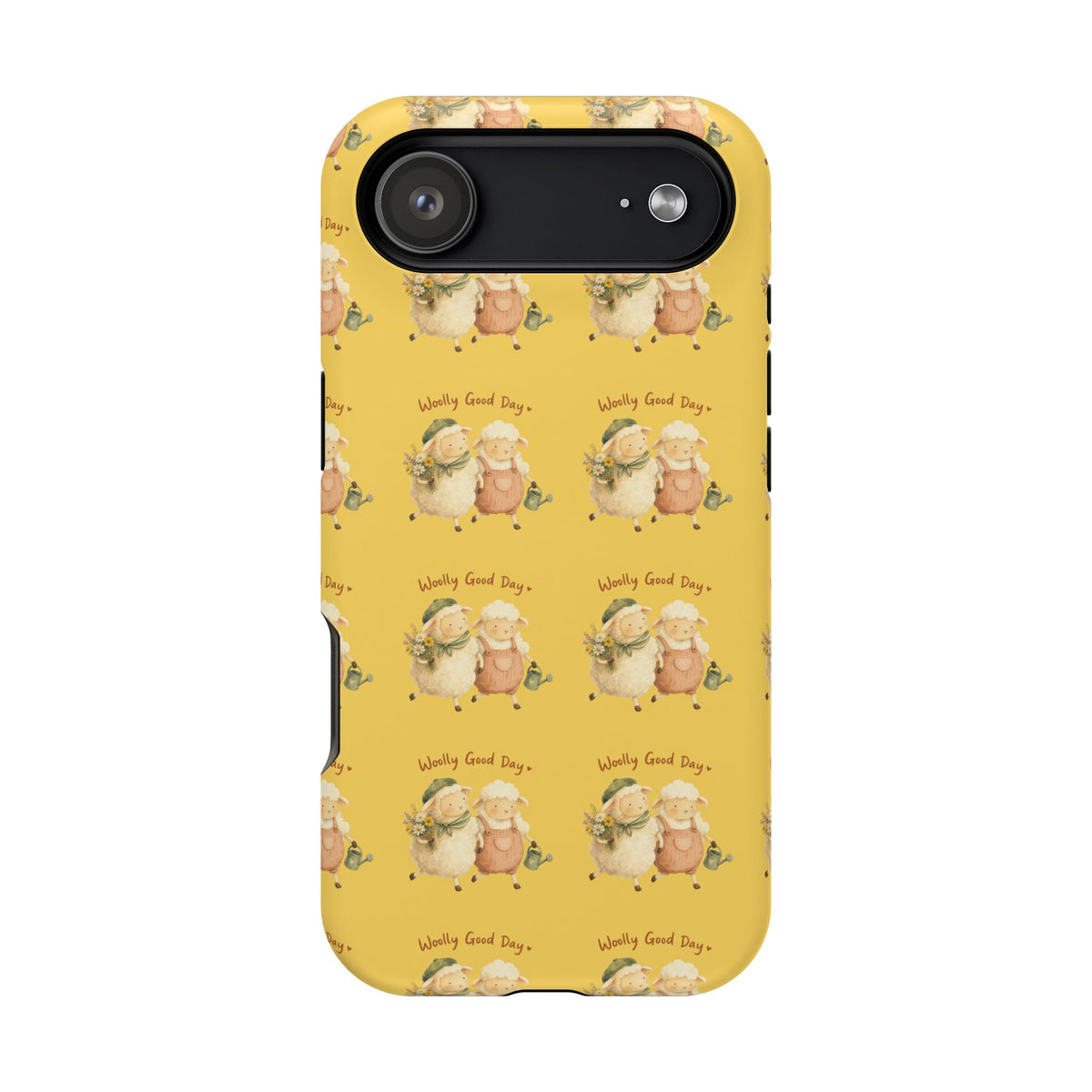"Woolly Good Day" Phone Case — Yellow Sheep Pattern Magnetic Impact-Resistant Cover