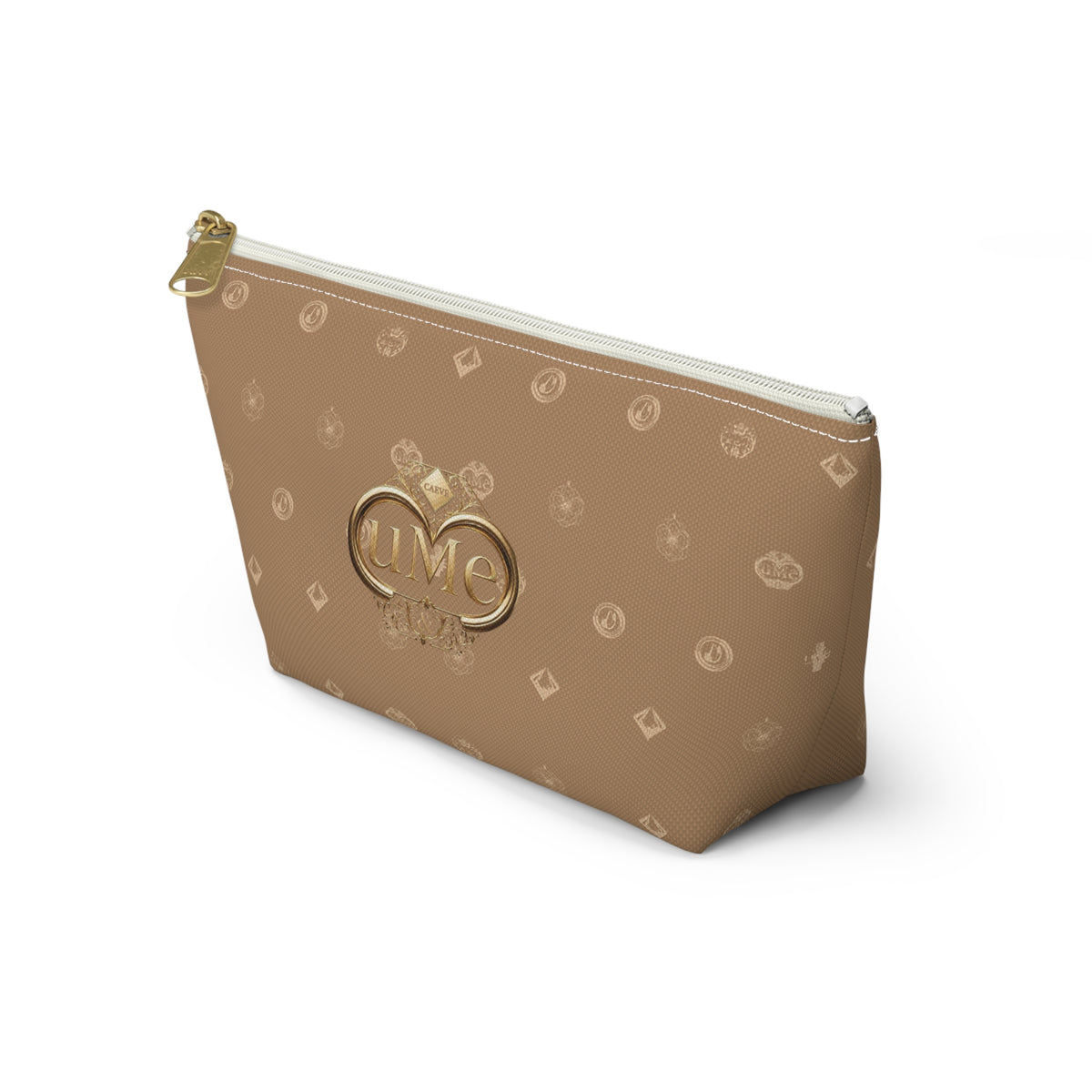Beige Monogram Accessory Pouch — Luxury T-Bottom Makeup Bag