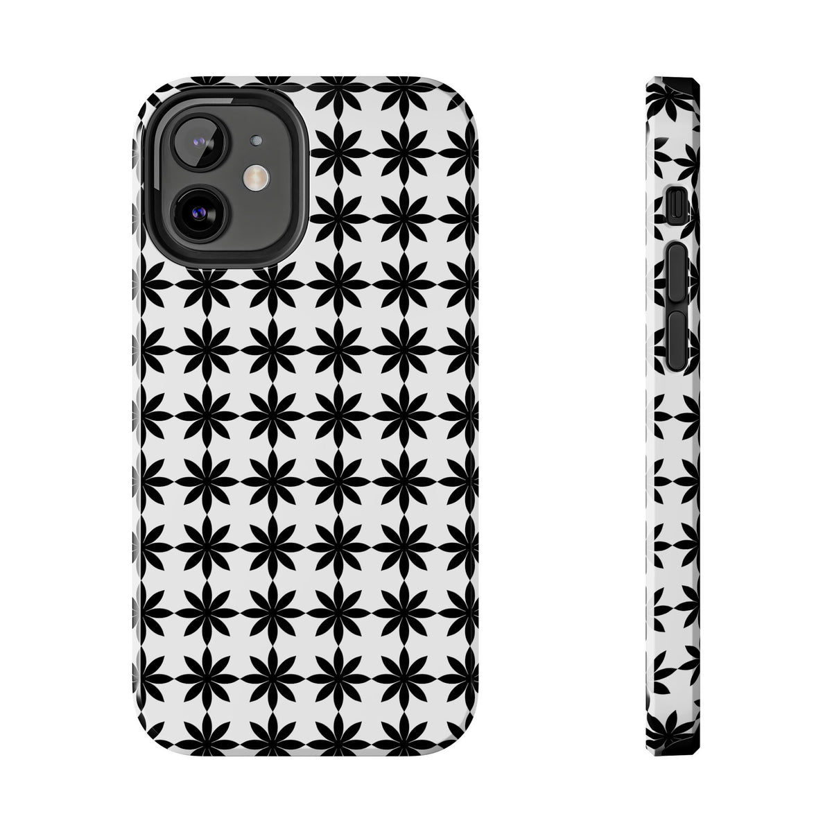 Tough Phone Case — Black & White Geometric Star Pattern