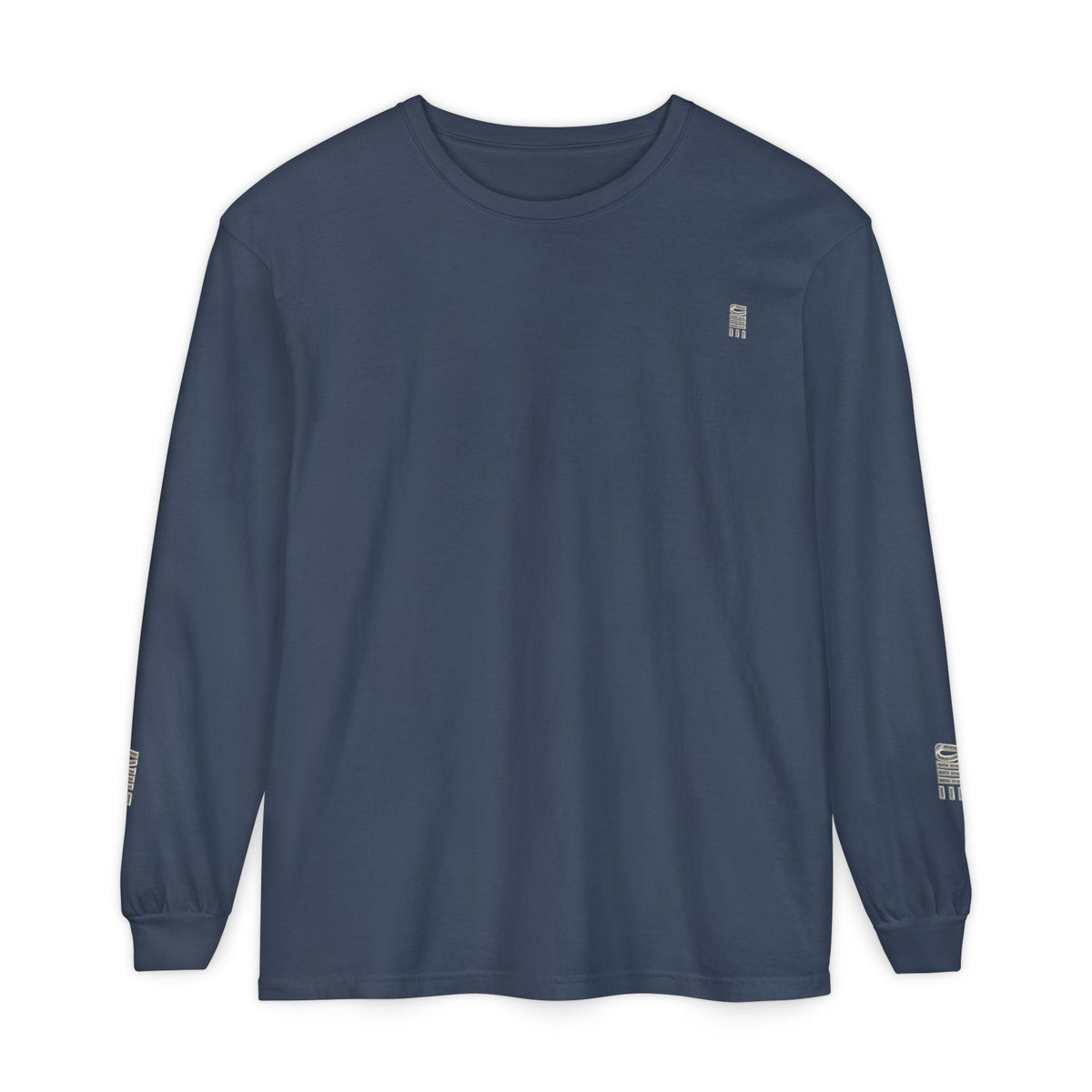 Garment-Dyed Long-Sleeve T-Shirt — Multi-Color Minimal Graphic