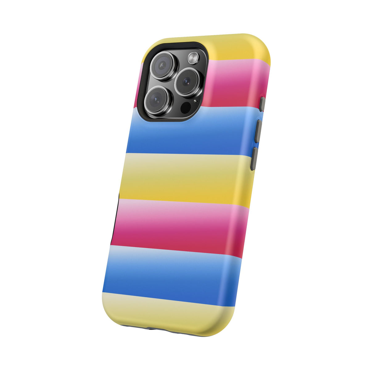 Striped Magnetic Impact-Resistant Phone Case — Colorful Pink Blue Yellow Protection