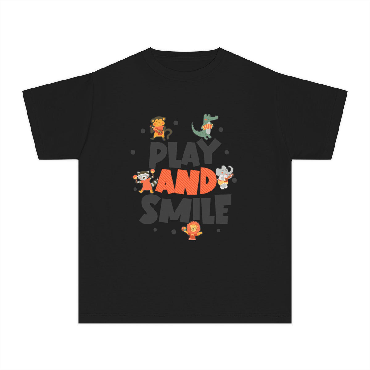 Play and Smile Youth Tee — Cute Animal Playtime Kids T‑Shirt