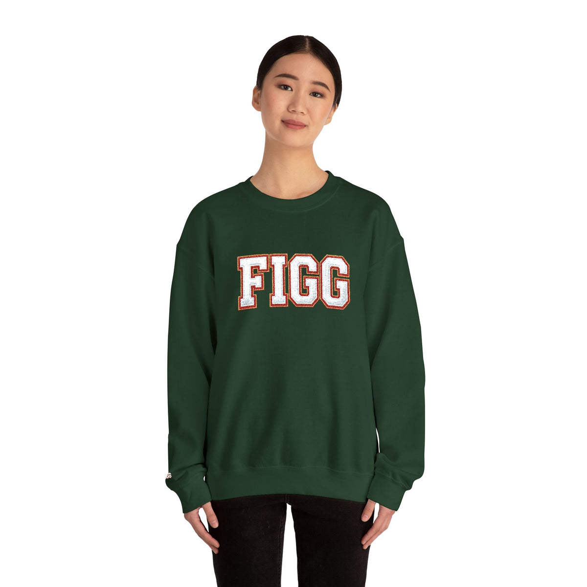 FFiGG Embroidered Collegiate Crewneck — Sport Grey, Black & More Colors