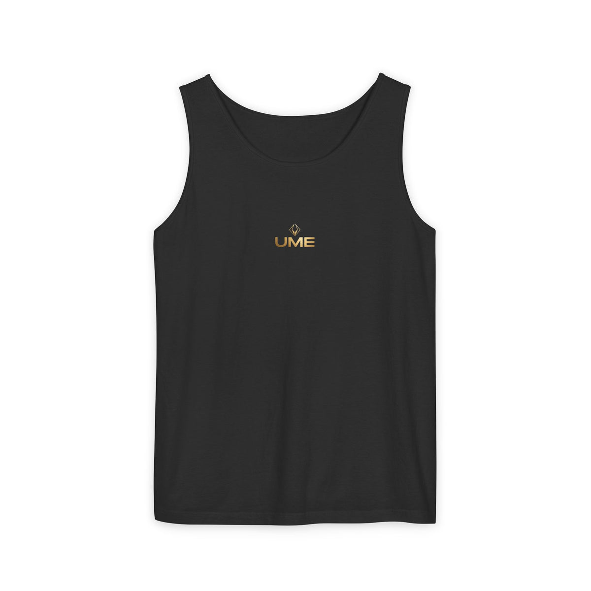 UME Gold Vertical Logo Tank Top – Garment-Dyed Unisex Muscle Tee