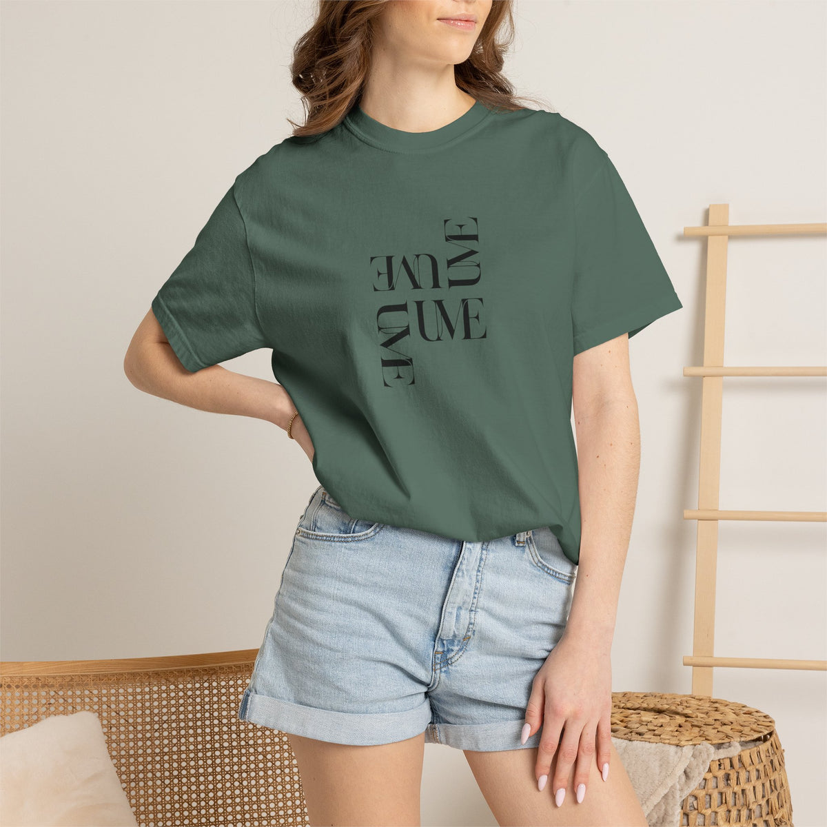 UME Typography Garment-Dyed T-Shirt — White, Ivory & More Colors