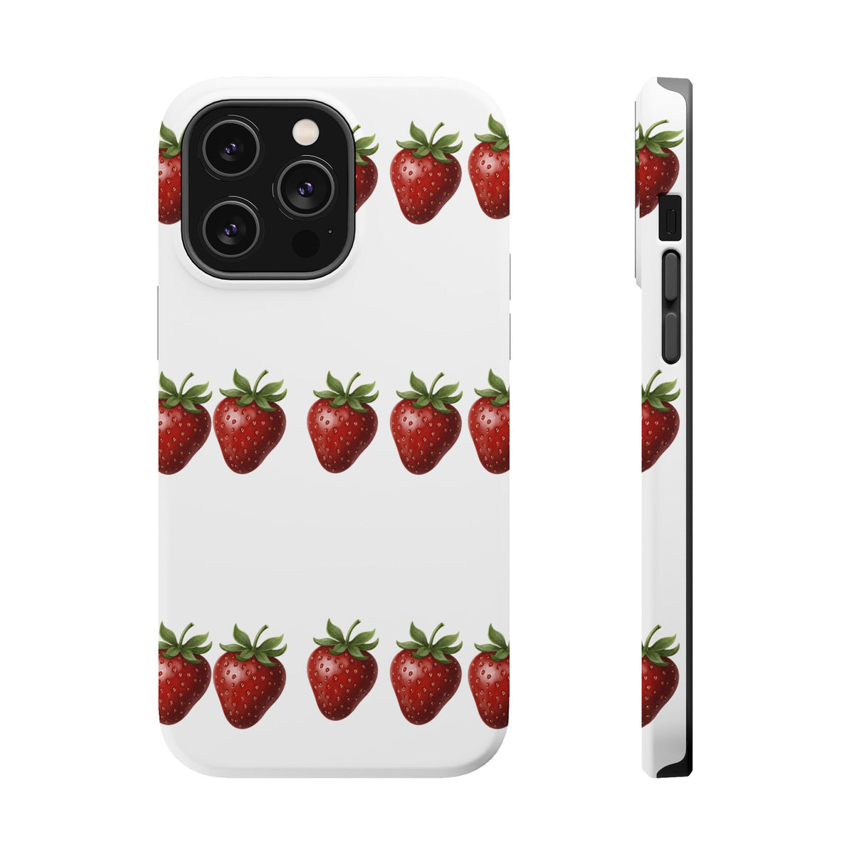 Strawberry Row Phone Case — White MagSafe Magnetic Impact-Resistant Cover