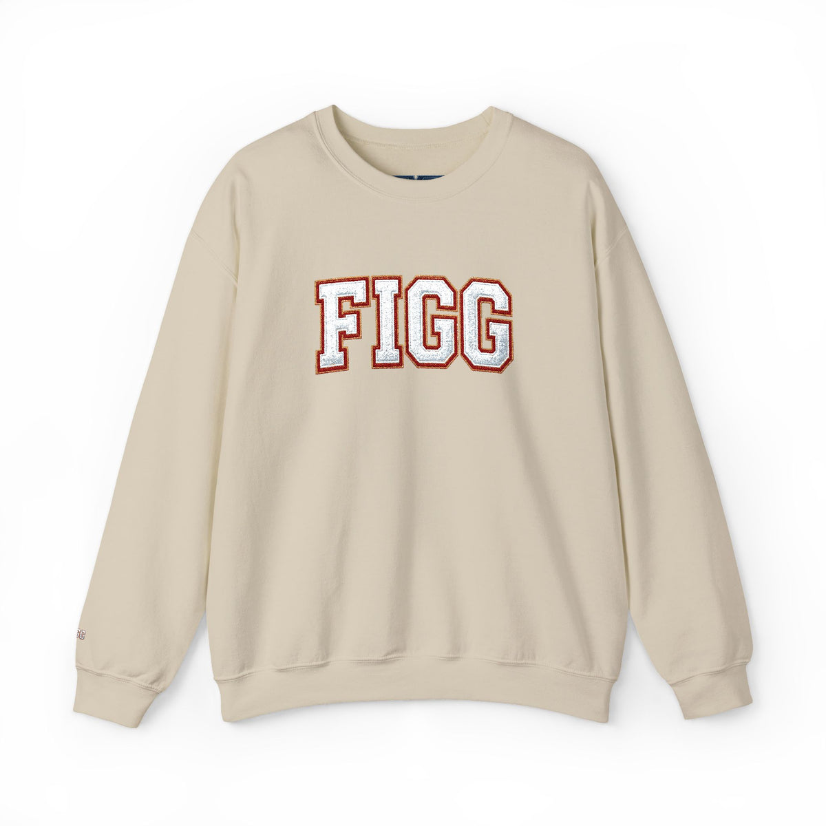 FFiGG Embroidered Collegiate Crewneck — Sport Grey, Black & More Colors