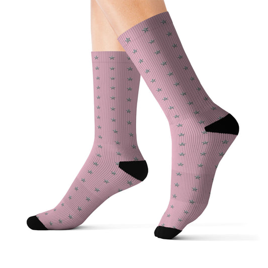 Starry Mauve Sublimation Socks — Women's Patterned Crew Socks