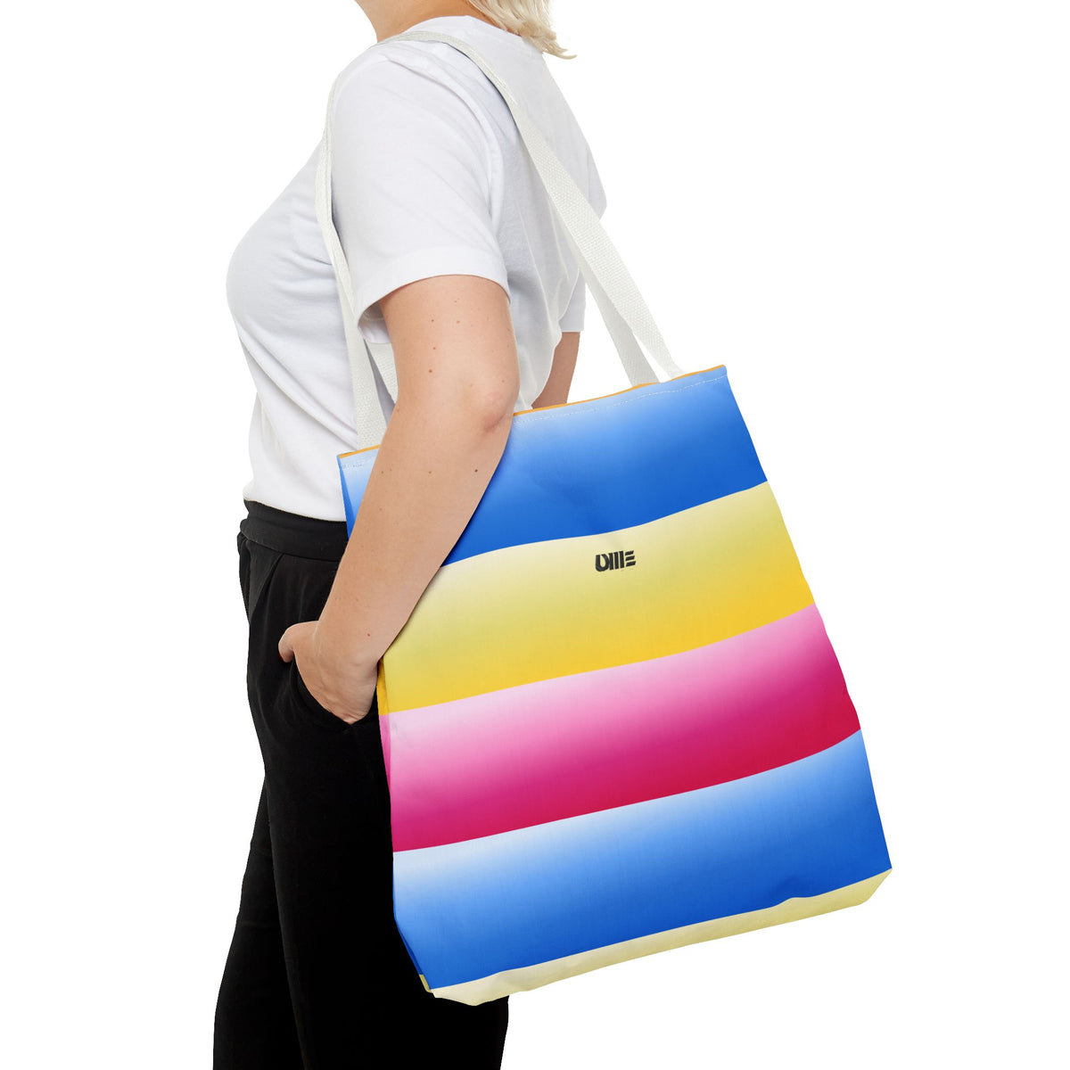 Colorful Pride Stripes Tote Bag – Pastel Blue, Yellow & Pink AOP
