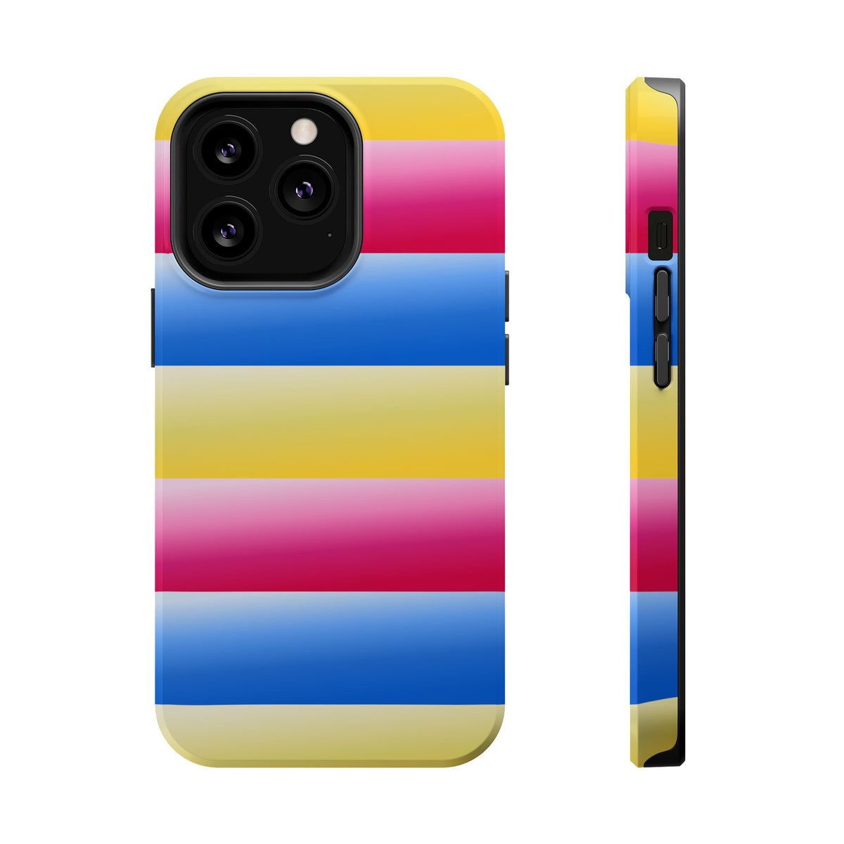 Striped Magnetic Impact-Resistant Phone Case — Colorful Pink Blue Yellow Protection