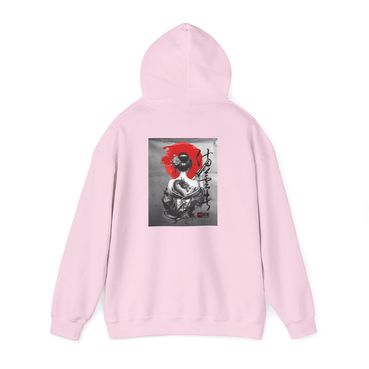 Samurai Poppy Hoodie — Japanese Ink Art Hooded Sweatshirt