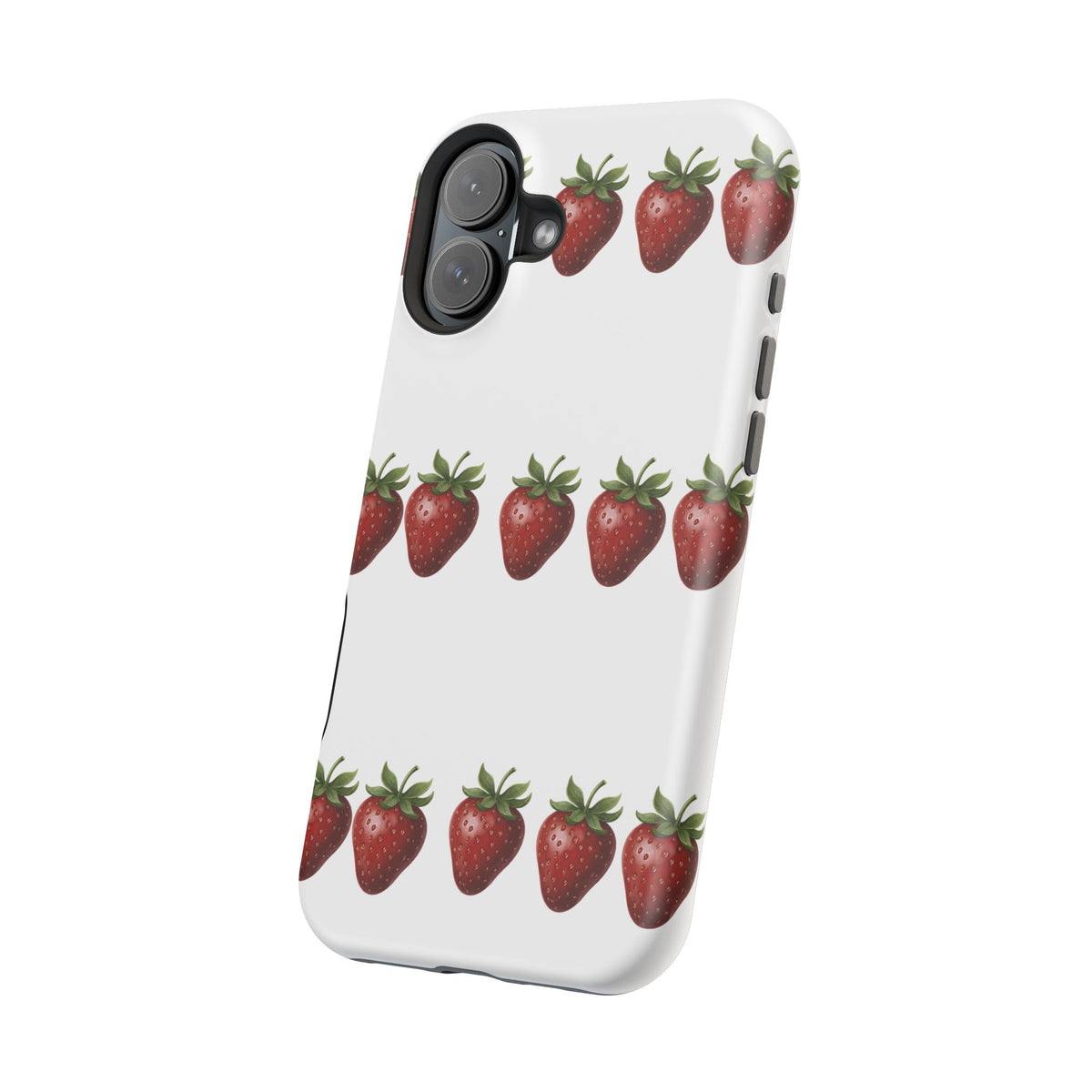 Strawberry Row Phone Case — White MagSafe Magnetic Impact-Resistant Cover
