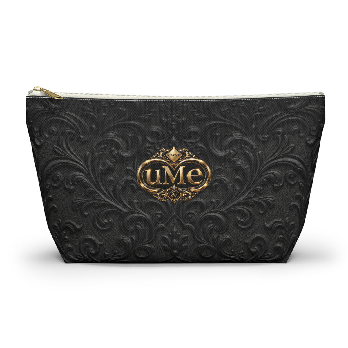 Black UME Gold Crest Accessory Pouch — All-Over Print