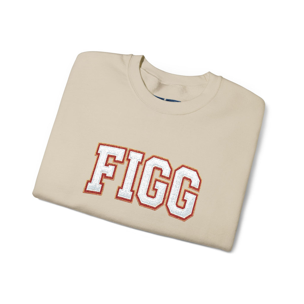 FFiGG Embroidered Collegiate Crewneck — Sport Grey, Black & More Colors