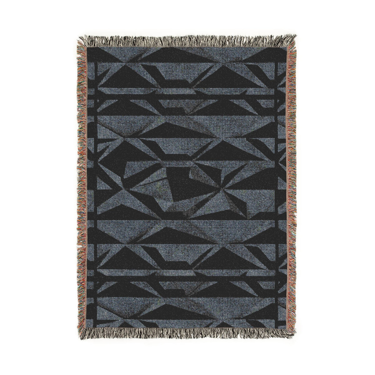 Geometric Deer Woven Blanket — Rustic Woodland Throw for Cabin, Camp, Outdoors