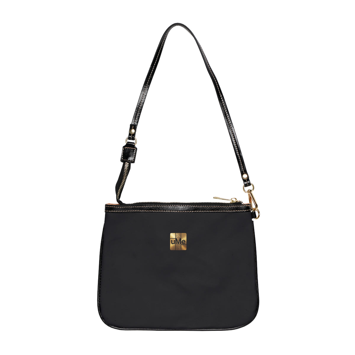 Small Shoulder Bag — Black Crossbody Purse with Gold Accent