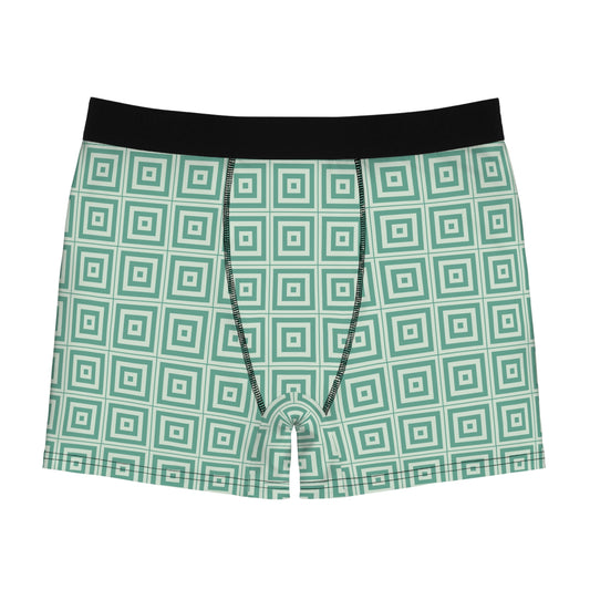 Geometric Mint Square Boxer Briefs — Men's AOP Underwear