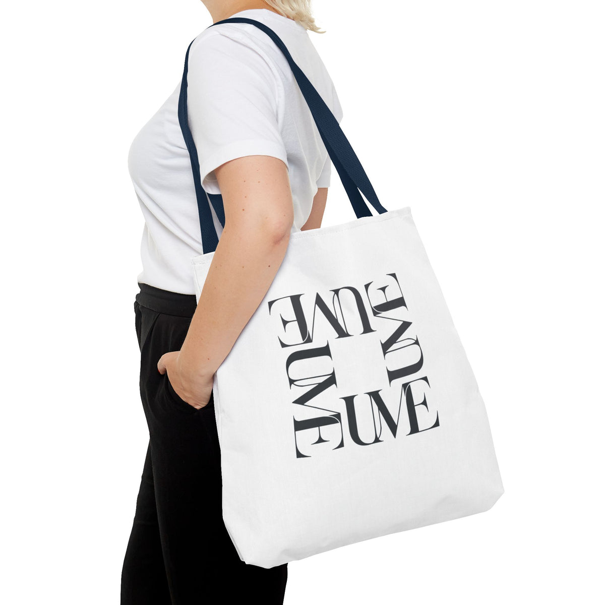UME Square Typography Tote Bag — White