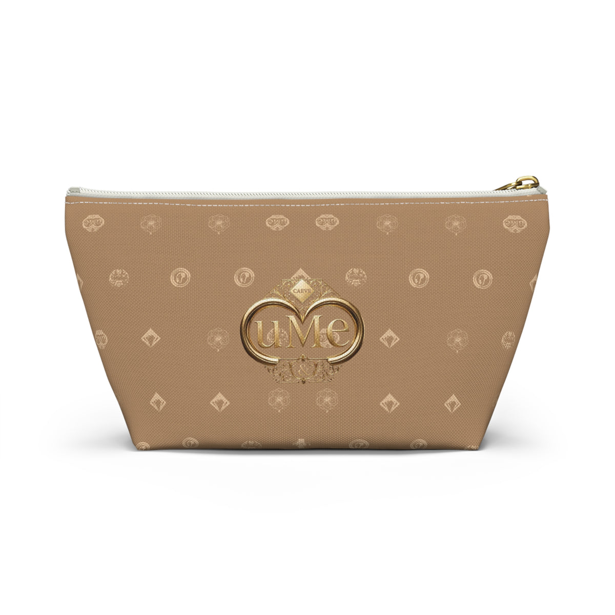 Beige Monogram Accessory Pouch — Luxury T-Bottom Makeup Bag