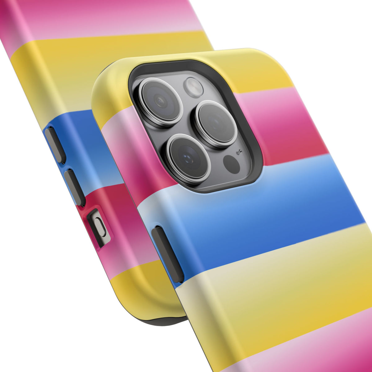 Striped Magnetic Impact-Resistant Phone Case — Colorful Pink Blue Yellow Protection
