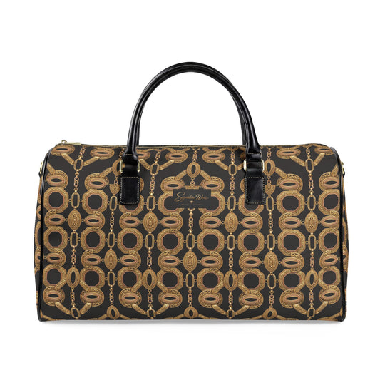 Chain Link Duffle Bag – Black Gold | Faux Leather Travel Bag