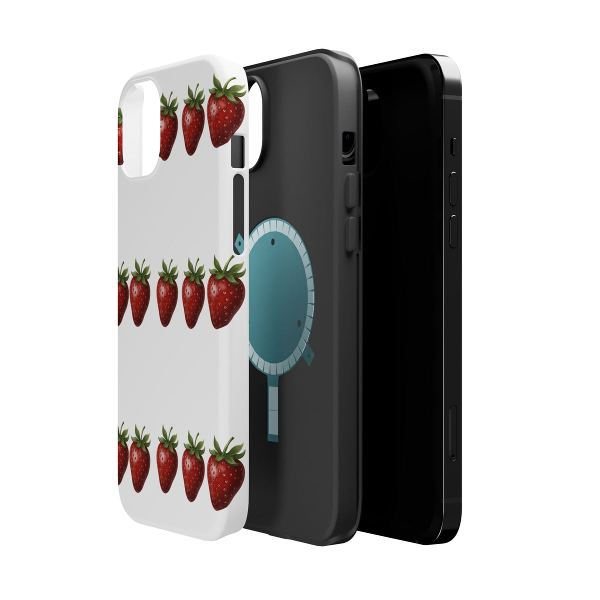 Strawberry Row Phone Case — White MagSafe Magnetic Impact-Resistant Cover
