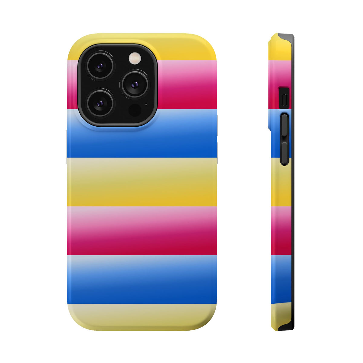 Striped Magnetic Impact-Resistant Phone Case — Colorful Pink Blue Yellow Protection