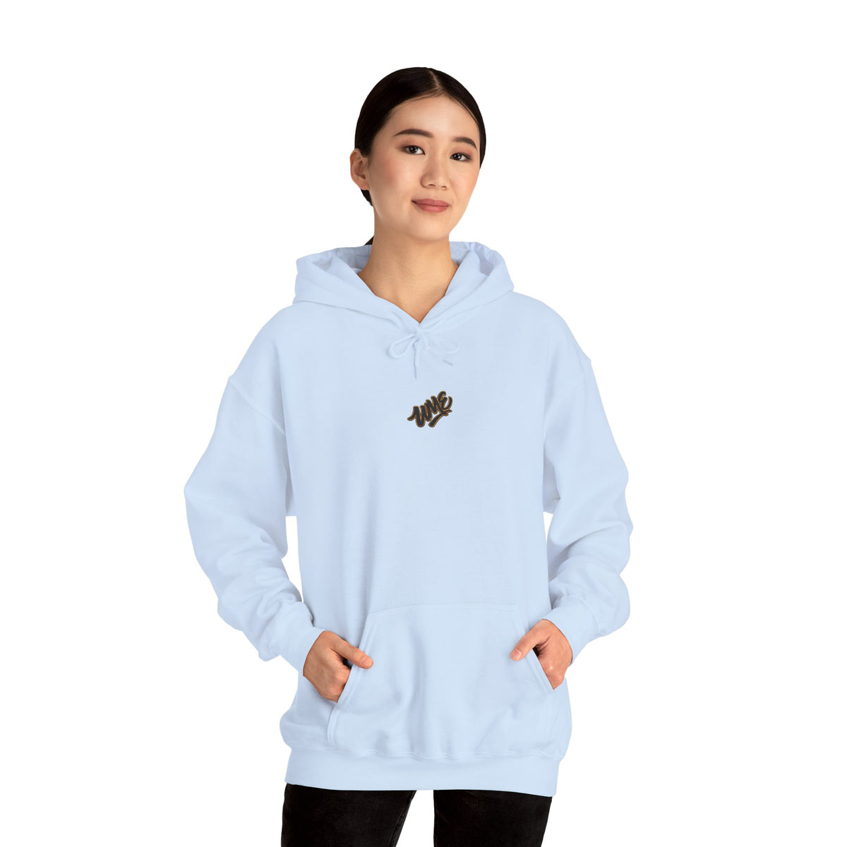 Hoodie — White UME Black Logo All-Over Print