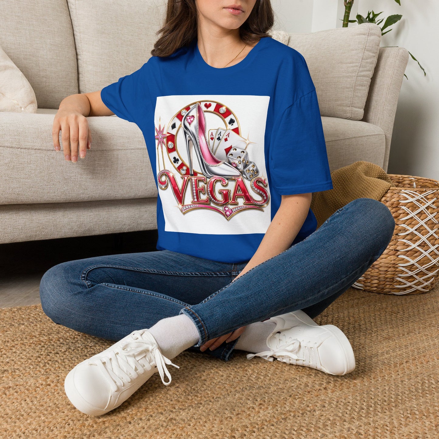 Las Vegas Casino Heels T-Shirt – Retro Vegas Cards & Dice Graphic