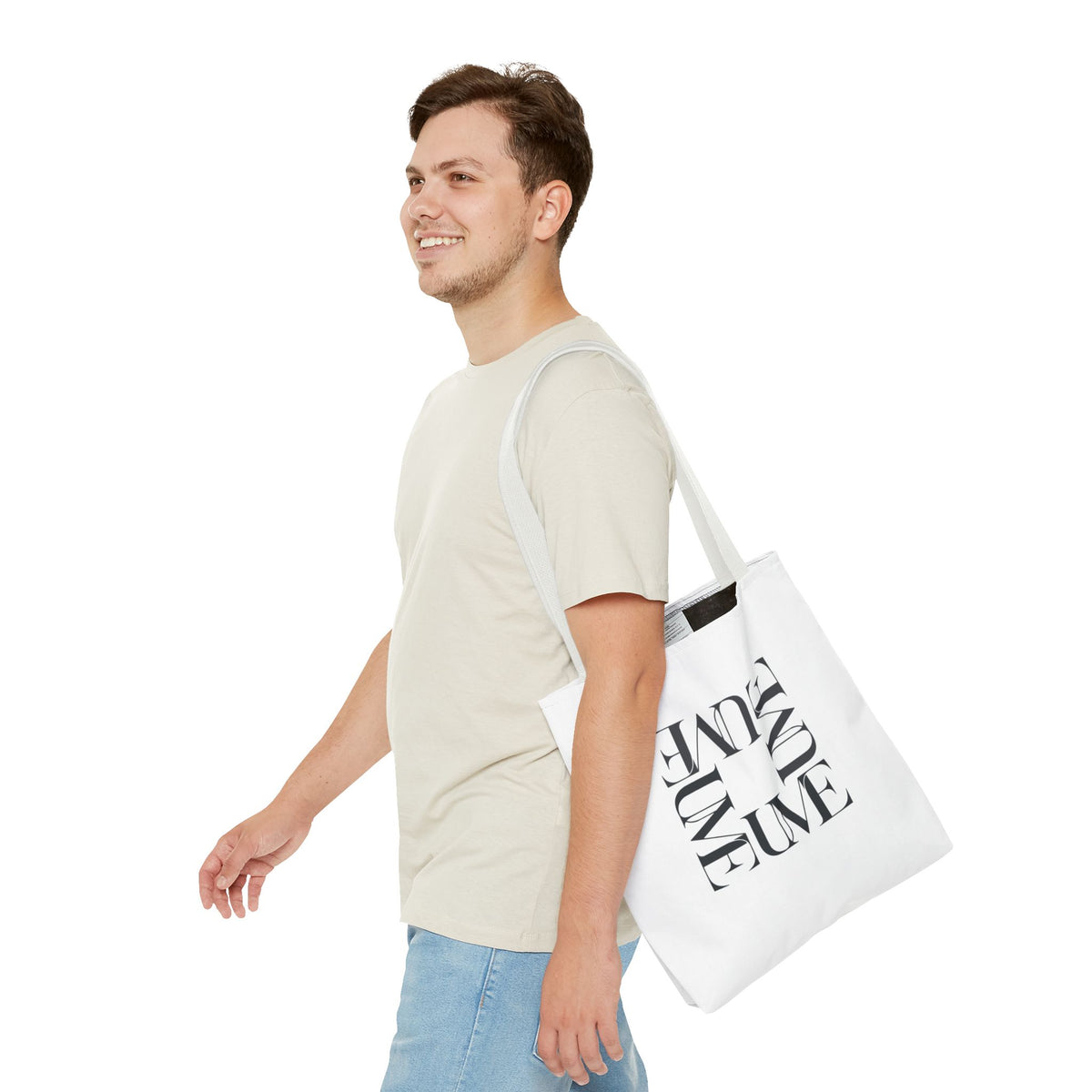 UME Square Typography Tote Bag — White