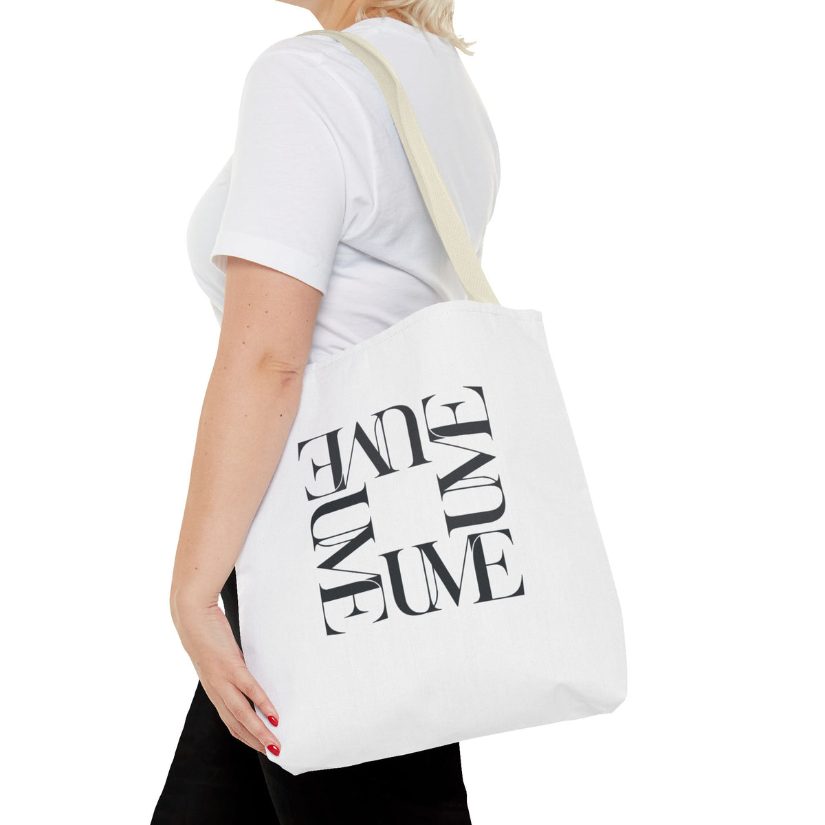 UME Square Typography Tote Bag — White