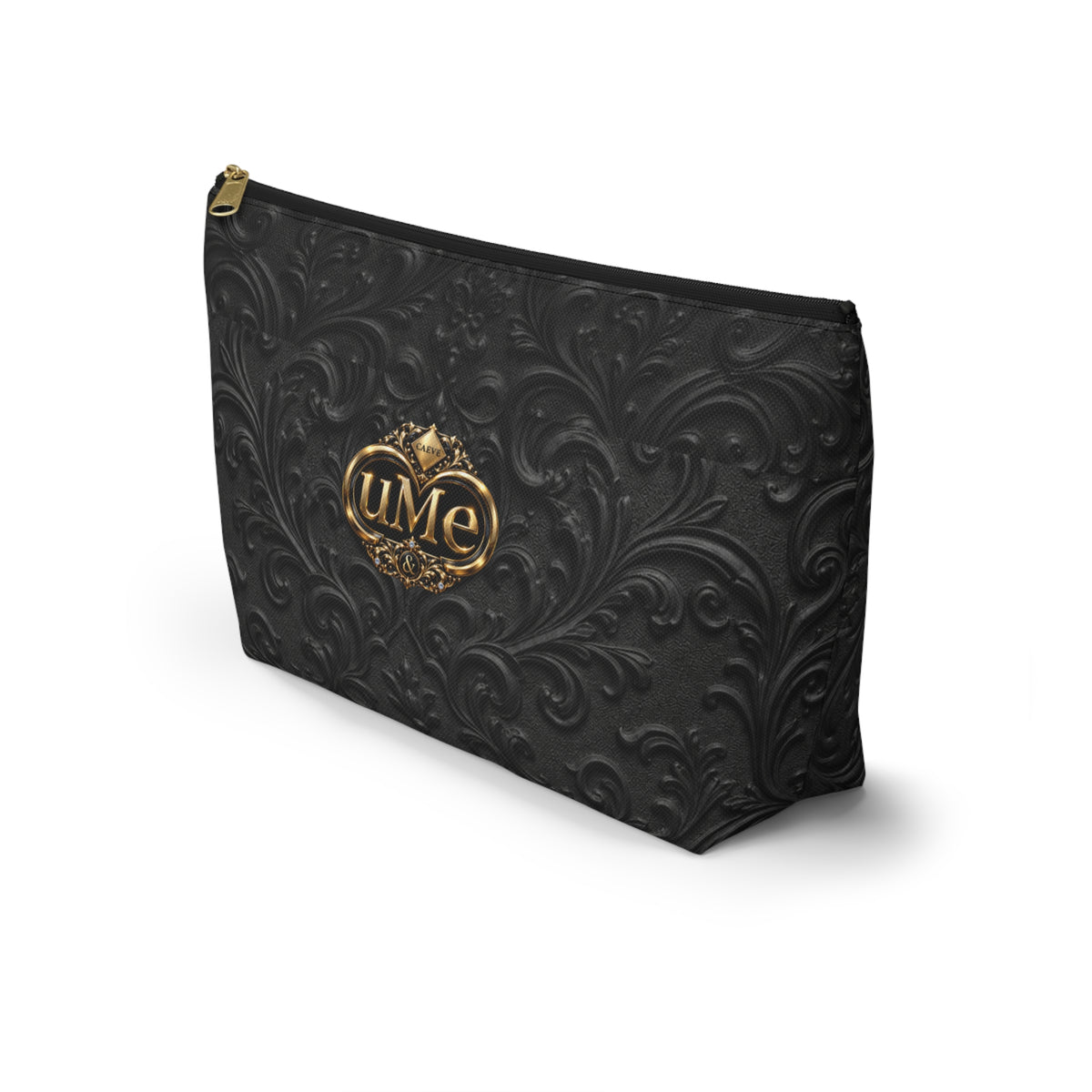 Black UME Gold Crest Accessory Pouch — All-Over Print