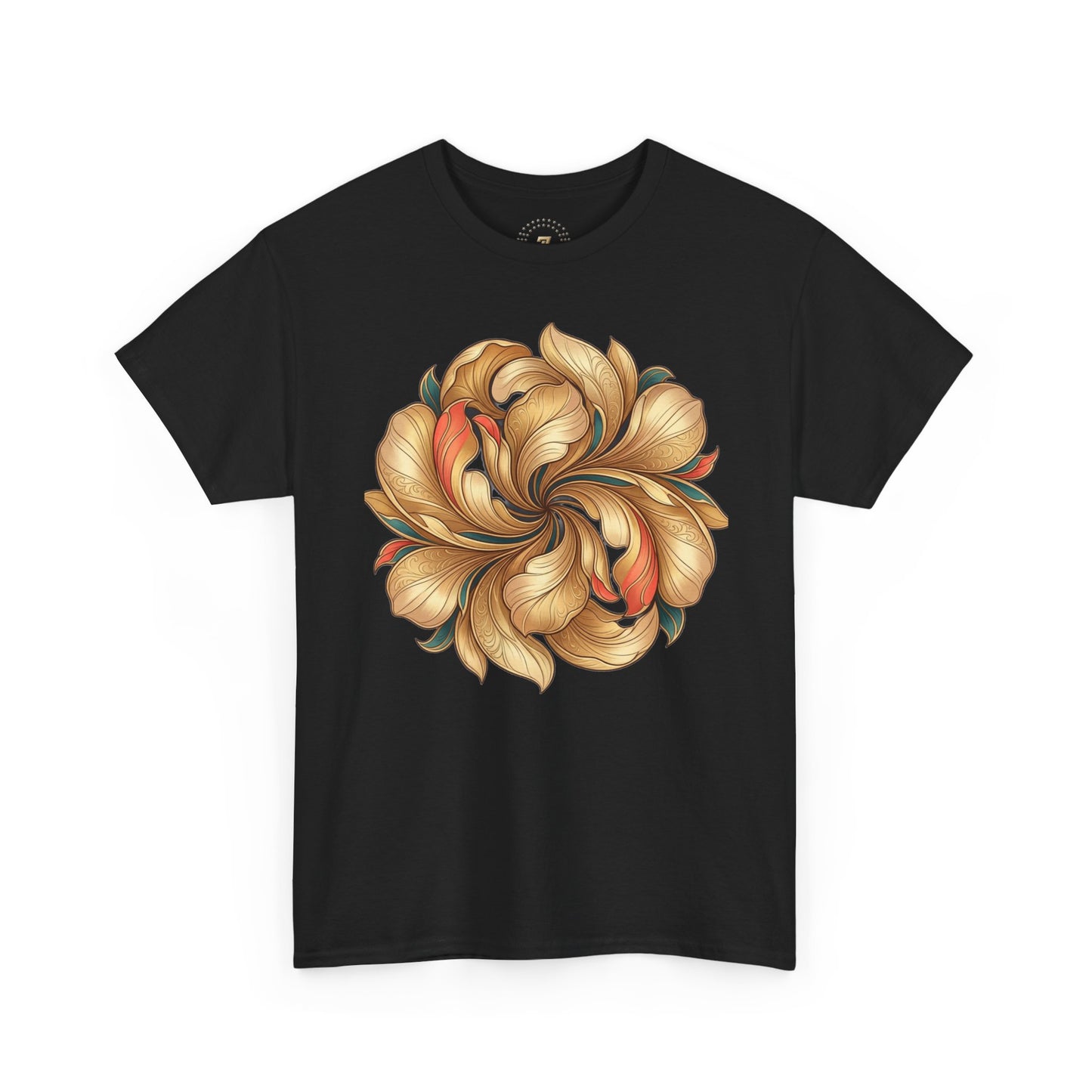 Floral Swirl Tee — Golden Petal Graphic T-Shirt