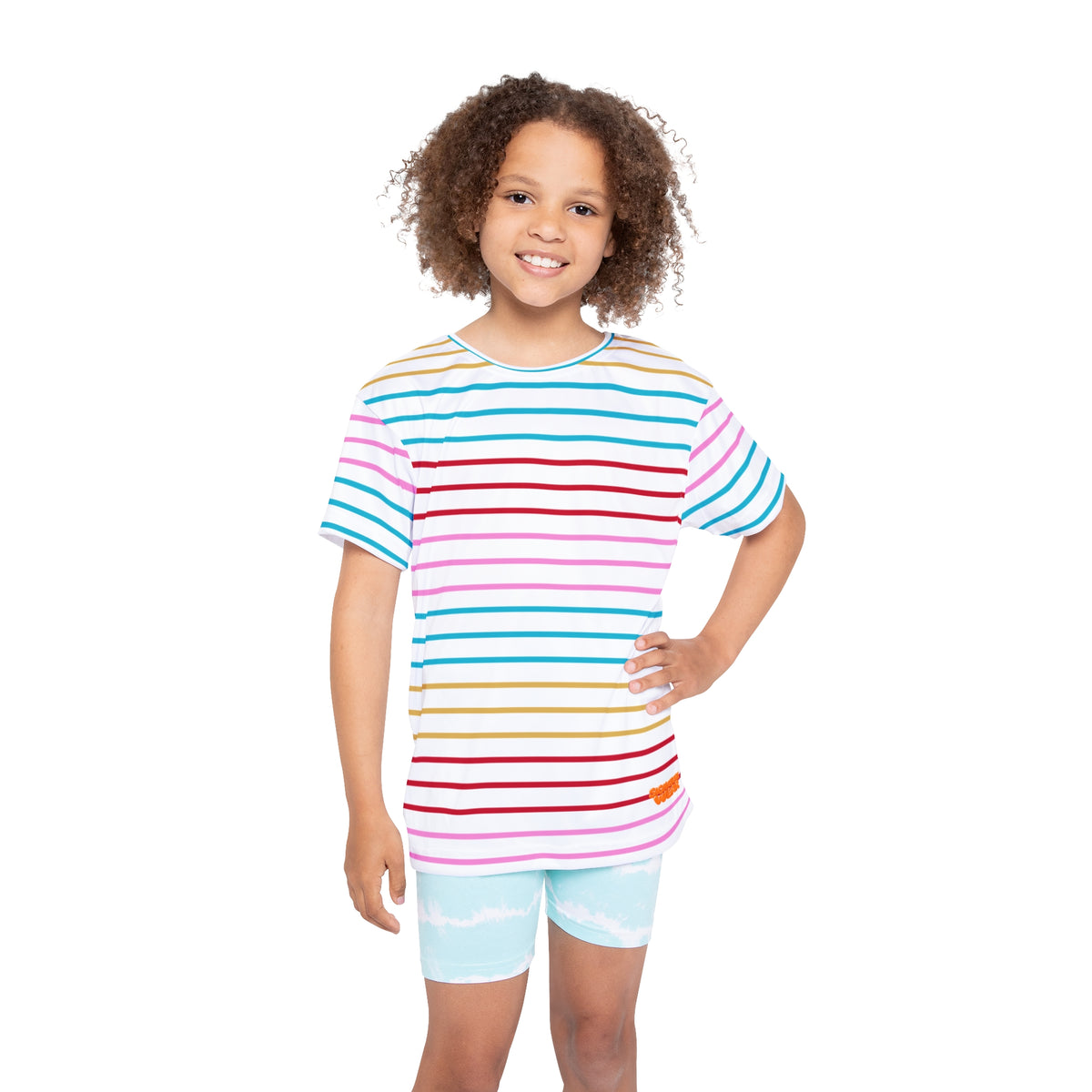 Kids Rainbow Stripe Sport Jersey — Colorful Athletic Tee for Boys & Girls