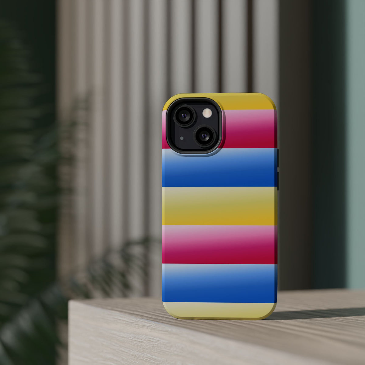 Striped Magnetic Impact-Resistant Phone Case — Colorful Pink Blue Yellow Protection