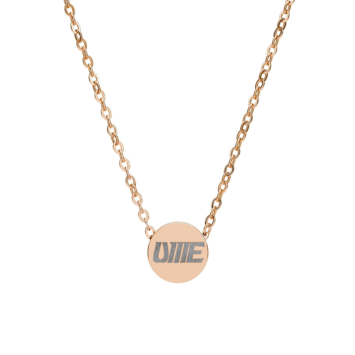 UME Mini Engraved Circle Necklace — Gold PVD & Stainless Steel Pendant