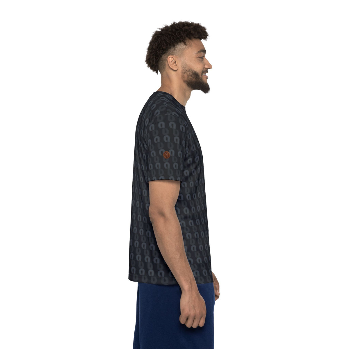 Men’s Sports Jersey — Black Horseshoe Pattern All-Over Print